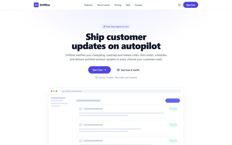 Product landing page template with a headline, signup buttons and app preview